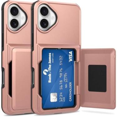 Imagem de Capa Porta Cartão para o iPhone 17 - Compartimento Oculto para Amazenamento de 3 Cartões e Proteção Anti-impacto Cor: Rosé