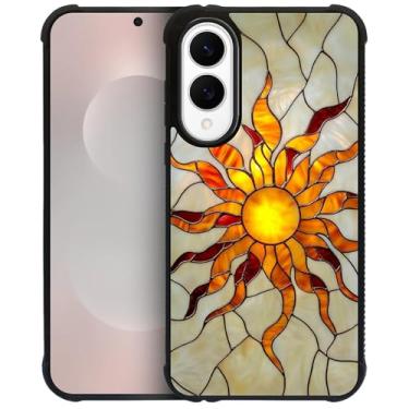 Imagem de CARLOCA Capa para Samsung Galaxy S25 Edge, design de vitral celestial Sun Stars à prova de choque com airbag de 4 lados, capa protetora de TPU antiarranhões e antiderrapante para homens e mulheres