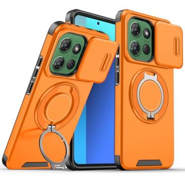 Imagem de Anlalish Capa compatível com Moto G Stylus 2025 com suporte, capa resistente à prova de choque para Motorola Moto G Stylus 2025 com capa de câmera (laranja)
