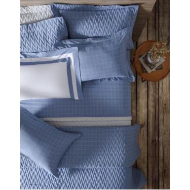 Imagem de Jogo de cama king grid indigo 200f 2,90mx2,50m - SULTAN