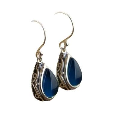 Imagem de Brincos Pendentes De Pedra Verde E Vermelha Para Mulheres, Cor Prata V