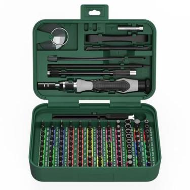 Imagem de Kit de Chaves de Precisão 115 Peças para Manutenção de Eletrônicos, Celulares e Notebooks com Pontas Magnéticas, Eixo Flexível, Ventosa, Pinça e Estojo Portátil Resistente