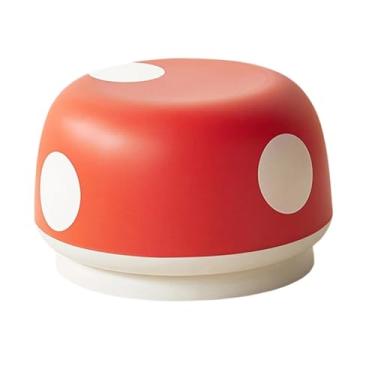 Imagem de SiaBiced Banquinho em formato de cogumelo para usar embaixo da mesa, apoio para os pés, banquinho para calçar sapatos, ideal para entrada de quarto, Vermelho