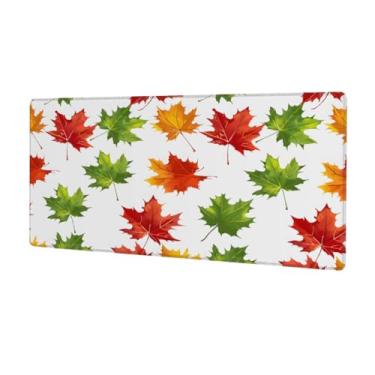 Imagem de Tapete de mouse colorido com folhas de bordo grandes à prova d'água para computador estendido tapete protetor de mesa antiderrapante base de borracha para escritório, computador, teclado, laptop e