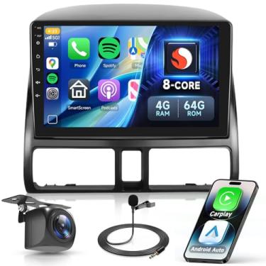 Imagem de Qualcomm 8 Core [4G + 64G] Estéreo automotivo para Honda CRV 2002-2006 com CarPlay Android Auto, tela sensível ao toque Hodozzy de 9 polegadas com GPS, Bluetooth, WiFi, DSP, rádio FM/RDS + câmera de