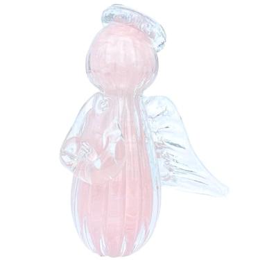 Imagem de Artigo Decoração Mini Anjo Uriel Cristal Murano Jade Rosa 10cm Religioso Decorativo Ambiente Elegante