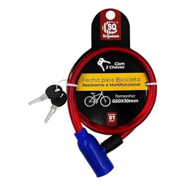 Imagem de Cadeado Para Bicicleta Moto Trava 2 Chaves 650x10mm - Sortido