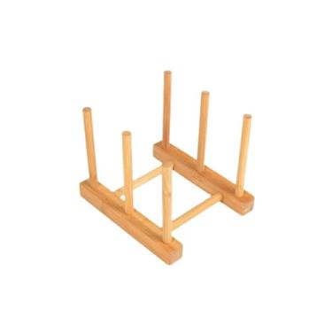 Imagem de LNQKJXIIA Boutiques US Porta-canecas de café de madeira de 2 camadas com 6 hastes, suporte de drenagem compacto de bancada para cozinha, escorredor de pratos de escritório