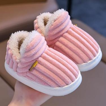 Imagem de Pantufas unissex infantis para meninos e meninas quentes de inverno para uso interno/externo para crianças pequenas, rosa, 9.5-10 Little Kid