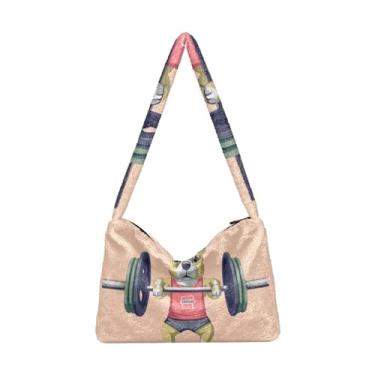 Imagem de Bolsa de ombro feminina para levantamento de peso, bolsa de mão média, bolsa de ombro com zíper para mulheres, Filhote de musculação, One Size