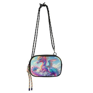 Imagem de TSENQUE Dragon Clouds Bolsa feminina arco-íris pequenas bolsas transversais sobre ombro bolsas de viagem pochete carteira para iphone