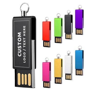 Imagem de Pen drive USB personalizado, pen drive USB personalizado com seu texto ou impressão de logotipo, pen drive portátil USB Memory Stick U Disk para armazenamento de dados externos (50 peças, 8 GB)