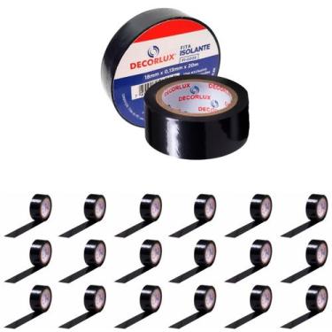 Imagem de Kit 20 Fita Isolante 18 mm x 20 m Preta - Durável, Flexível e Fácil Ap