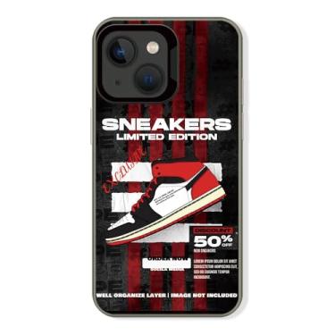 Imagem de Cairiocoin Ins Hot Off Sports Shoes Capa de telefone compatível com iPhone 14/13, listra vermelha/branca marca retrô tênis para iPhone 14/13 capa protetora fina antiderrapante