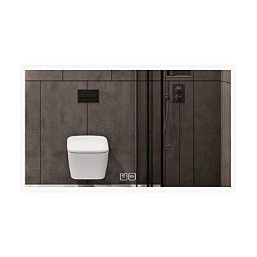 Imagem de TRGCJGH Espelho cosmético com iluminação de fundo montado na parede Espelho inteligente horizontal Espelho de banheiro LED com função anti-embaçante Espelho, luz branca - 130 x 80 cm