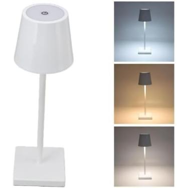 Imagem de Luminária Abajur Mesa Led Touch Dimerizável Sem Fio Recarregável (Branco)
