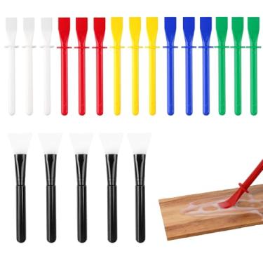 Imagem de YAFIYGI Conjunto de pincéis e espalhadores de cola de silicone, 20 peças, pincéis de plástico colorido durável, aplicadores para trabalhos de madeira epóxi, trabalhos manuais, papel de pintura