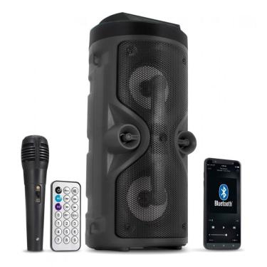 Imagem de Caixa som Karaoke com 1 Microfone, Karaoke Profissional com Controle Remoto, Luzes LED, Suporte para Cartão TF/USB/AUX, FM, REC, TWS para Festas