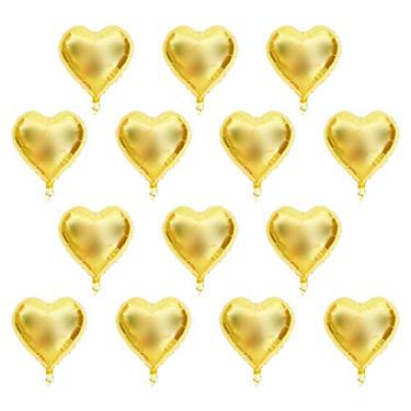 Imagem de Yosoo 10pcs 10in Coração Balões de Folha de Alumínio para Festa de Casamento Decoração de Aniversário Com Vedação Automática Cores Brilhantes (GOLD)