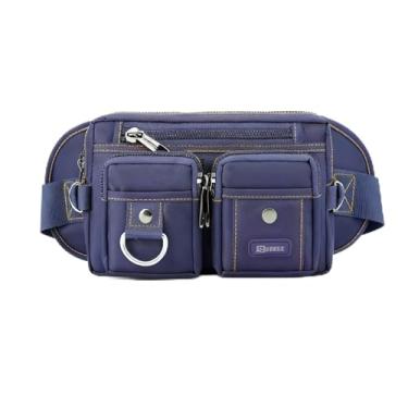 Imagem de Pochete Tática Masculina, Lona Impermeável, 6 Compartimentos, 25x12cm, Ajustável até 107cm, para Ferramentas e Atividades ao Ar Livre (azul)