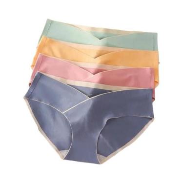 Imagem de Calcinhas De Algodão Ajustáveis De Cintura Alta Para Gestantes 5PCS Co