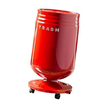 Imagem de Bothyi Lixeira com Rodinhas, Decorativa, Multiuso, de Grande Capacidade, Ideal para Dormitório, Sala de Estar, Cozinha e Banheiro, Vermelho, L
