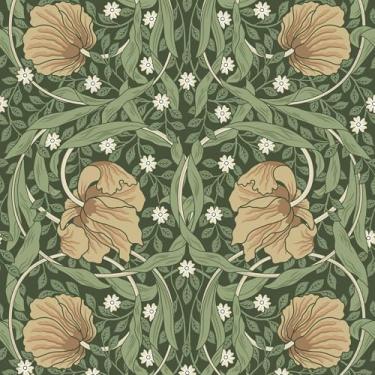Imagem de VEELIKE Papel de parede vintage William Morris Pimpernel Peel and Stick Moody Tulips Floral Wallpaper Mural 48 cm x 354 cm papel de contato autoadesivo papel de parede floral removível para quarto