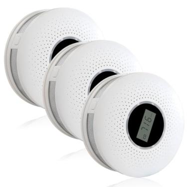 Imagem de e Detector de Monóxido Carbono Combo com Alerta Sonoro Display LCD Alarme Bateria para Casa 3 Pacotes