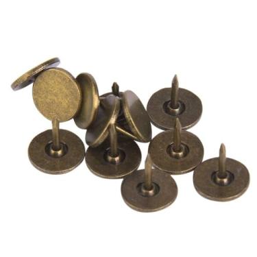 Imagem de Estofamento prego cabeça plana ciano bronze ferro pino decorativo estilo retro acessórios de móveis para sofá cesta artesanato tambor caixa de jóias armário de vinho porta de (Diâmetro 11MM *