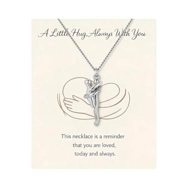 Imagem de Zurlcdye Colar de mãe para mulheres abraço prata mãe abraço família colar pingente moderno dia das mães dia dos namorados joias acessórios presentes, Zinco, Sem Pedra Preciosa