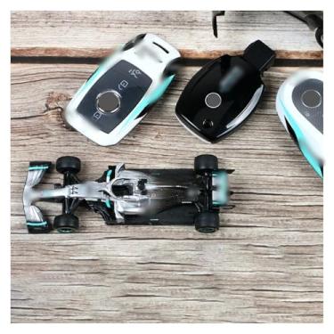 Imagem de Moda legal estilo pista chave do carro fob capa escudo compatível com benz w204/w205/w212/w213/w176/w177/w219/a/c/e/s classe/glc/cla/amg(F-white ring)