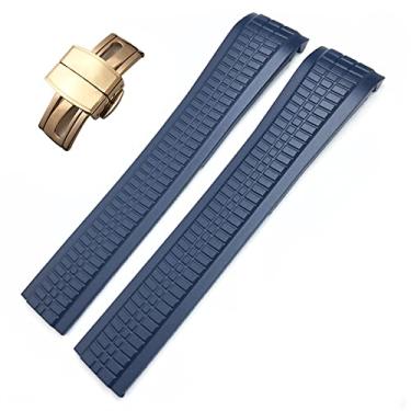 Imagem de VELORE Pulseiras de relógio coloridas de borracha fluorosa de 21 mm para Patek 5164A 5167A AQUANAUT Philippe Series Pulseira de relógio de silicone com fivela borboleta para homem e mulher, Rose