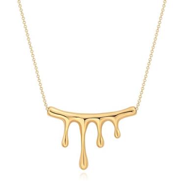 Imagem de POTESSA Colar com pingente líquido para mulheres, banhado a ouro 18K, gota irregular, Y2K, corrente ajustável