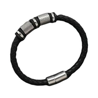 Imagem de Pulseira Magnética De Couro Genuíno Masculina, Acessórios De Joalheria