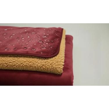 Imagem de Cobertor impermeável para cães e gatos – Protetor de móveis reversível à prova de vazamento, antiderrapante lavável para sofá, cama, assento de carro, capa de sofá - flanela vinho tinto e sherpa