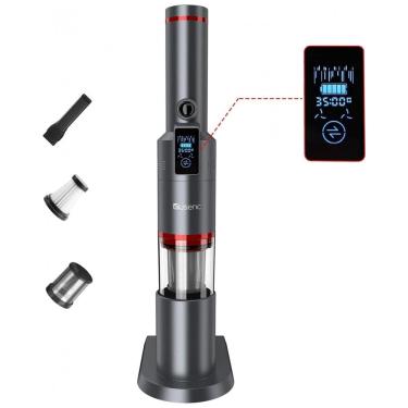 Imagem de Aspirador de Pó Handheld de Mão Multifuncional sem Fio com Acessórios, Sucção Potente 1500PA e Visor LCD, 110v, SUSENC H2, Cinza