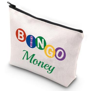 Imagem de G2TUP Bolsa divertida de presente para amantes de jogos de bingo com zíper para cassino, bolsa de higiene pessoal, Bolsa de dinheiro para bingo