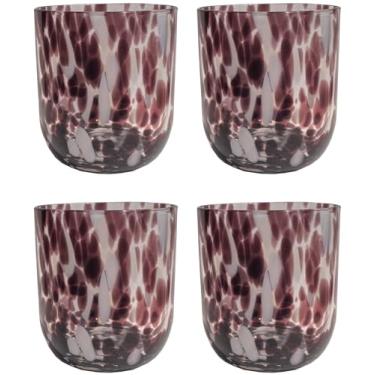 Imagem de Stephanie Imports Conjunto de 4 copos de confetes duplos feitos à mão (340 g) (marrom e branco)