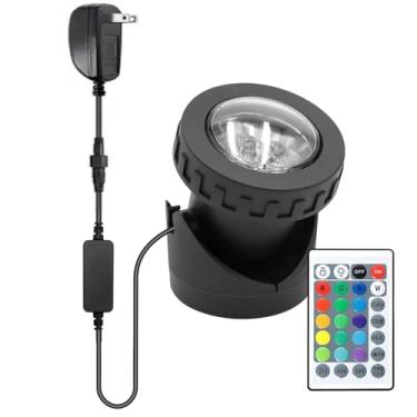 Imagem de Luzes coloridas para lagos com temporizador, luzes RGB IP68 à prova d'água, luzes de paisagem ao ar livre reguláveis para tanque de peixes, fonte de jardim (1 luz)