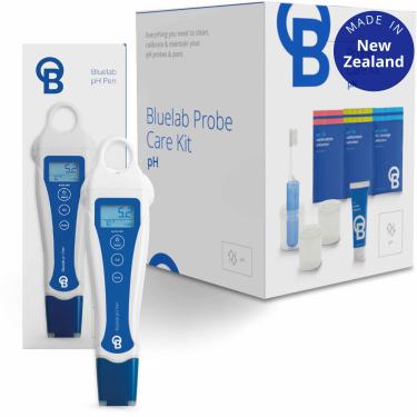Imagem de Bluelab Kit de cuidados com caneta e sonda de pH com suprimentos de calibração, solução de armazenamento e escova, medidor confiável e testador digital para pH, temperatura no solo e soluções, ótima saúde e rendimento das plantas
