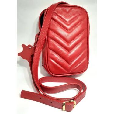 Imagem de Bolsa Vermelha em Couro Pequena Transversal Feminina - Mobelli Cosmeti