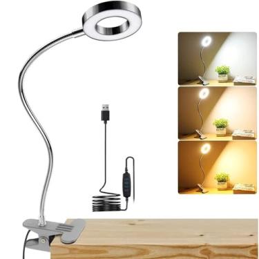 Imagem de Luminária de mesa USB criativa – pescoço de ganso flexível, luz de leitura com clipe regulável em 3 cores para estudantes
