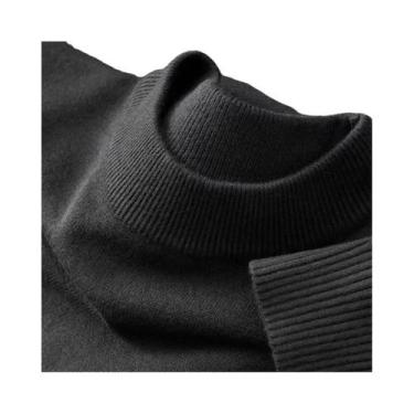 Imagem de Suéter Masculino Casual De Outono Com Gola Alta, Pulôver Térmico De Lã