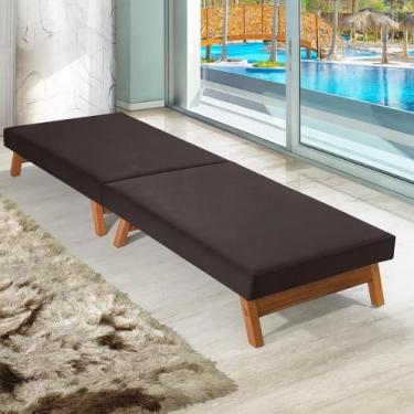 Imagem de Cama Dobrável Portátil Solteiro Colchão Embutido Pés Internos em Madei