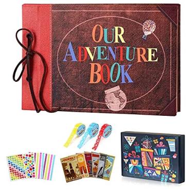 Imagem de Our Adventure Book Scrapbook, Travel Scrapbook Album Photo 60 Pages Retro, Expandable with DIY Accessories Kit, Gift for Christmas Anniversary Birthday (with Gift Box) …