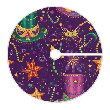 Imagem de ATTX Saia de árvore com contas de carnaval de 118 cm – decoração festiva para festas de ano novo e carnaval #233