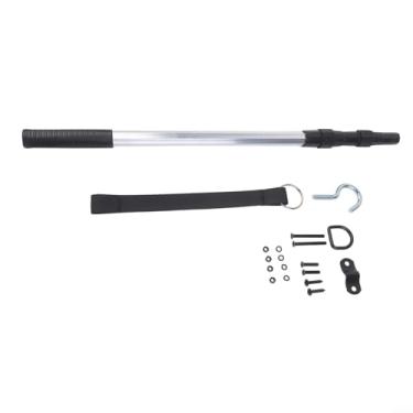 Imagem de Sistema de puxar escada de sótão de liga de alumínio com gancho e corda extensíveis para instalação de portas de garagem e rodízio, tamanho compacto para acessibilidade e local de trabalho, kit de