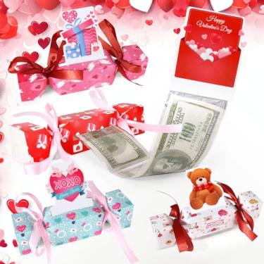 Imagem de Vodolo 4 peças de caixa de dinheiro de dia dos namorados para puxar dinheiro, caixa surpresa engraçada, caixa de presente para crianças e adultos, porta-dinheiro de doces explosivos, formas criativas