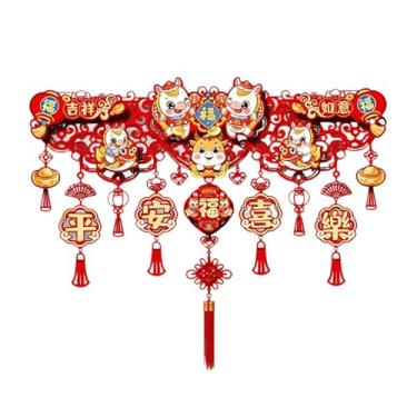 Imagem de KiBcsLic Decoração para o Ano Lunar Chinês, Ano do Cavalo, Elementos Clássicos, Placa Decorativa para Entrada com Borlas para Escritório e Casa