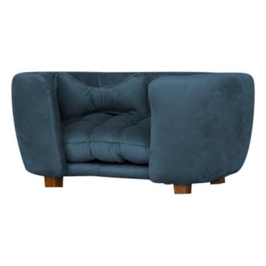 Imagem de Poltrona Cama Pet Estofada Tecido Veludo(Azul Marinho)